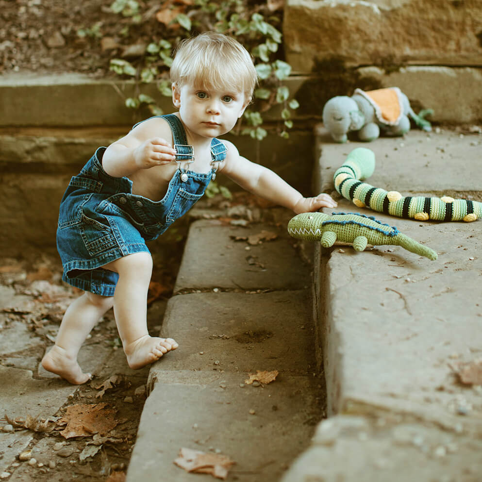 Crochet Crocodile Toy with Rattle