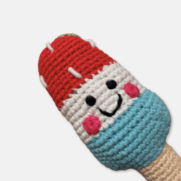 Red Ice Lolly Crochet Rattle