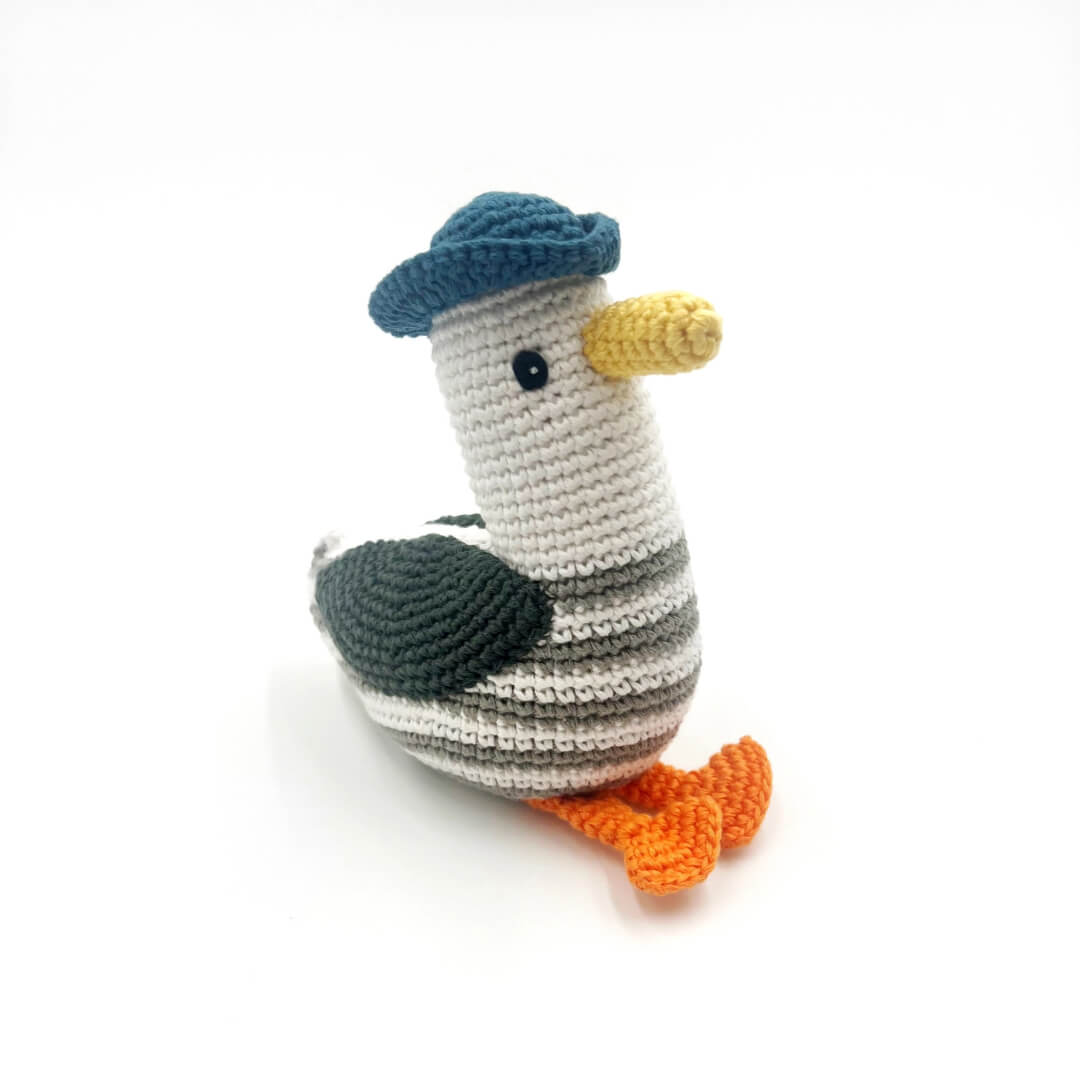 Crochet Seagull Toy with Rattle