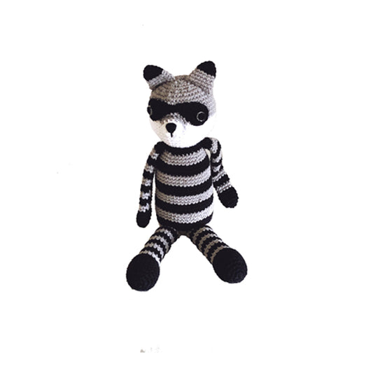 Crochet Raccoon Toy with Rattle