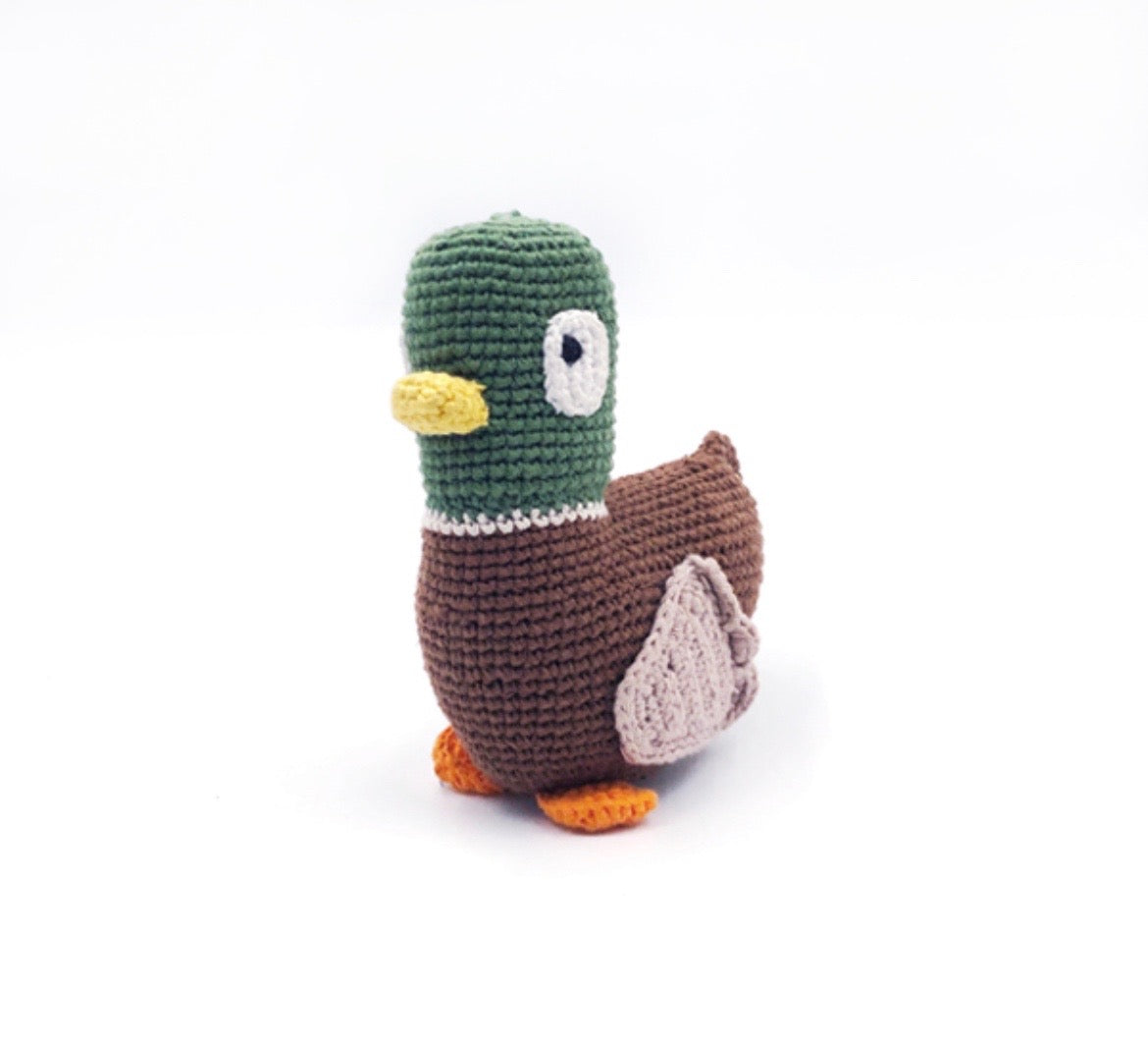 Crochet Mallard Duck Toy with Rattle