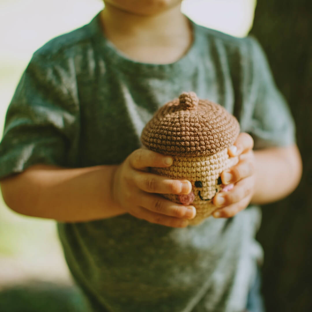 Woodland Acorn Crochet Rattle