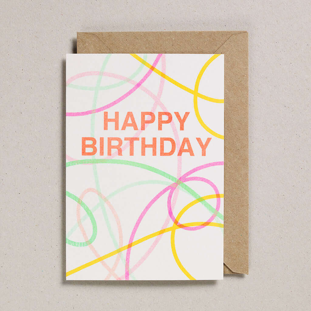 Birthday Streamers Riso Greetings Card