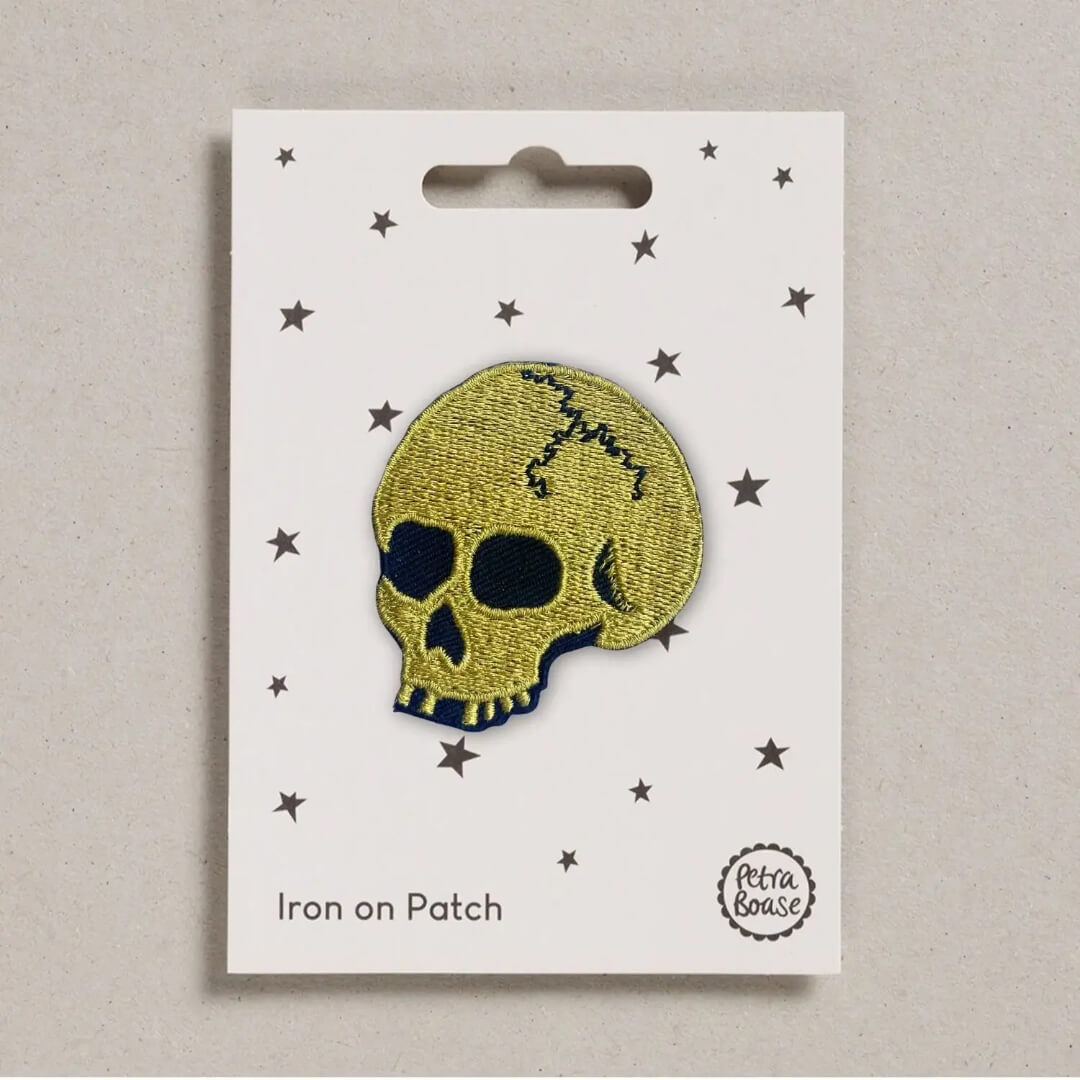 Gold Skull Iron-on Patch