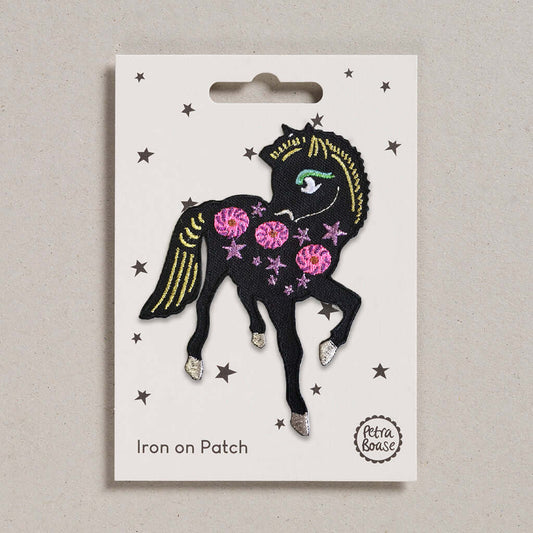 Black Pony Iron-on Patch