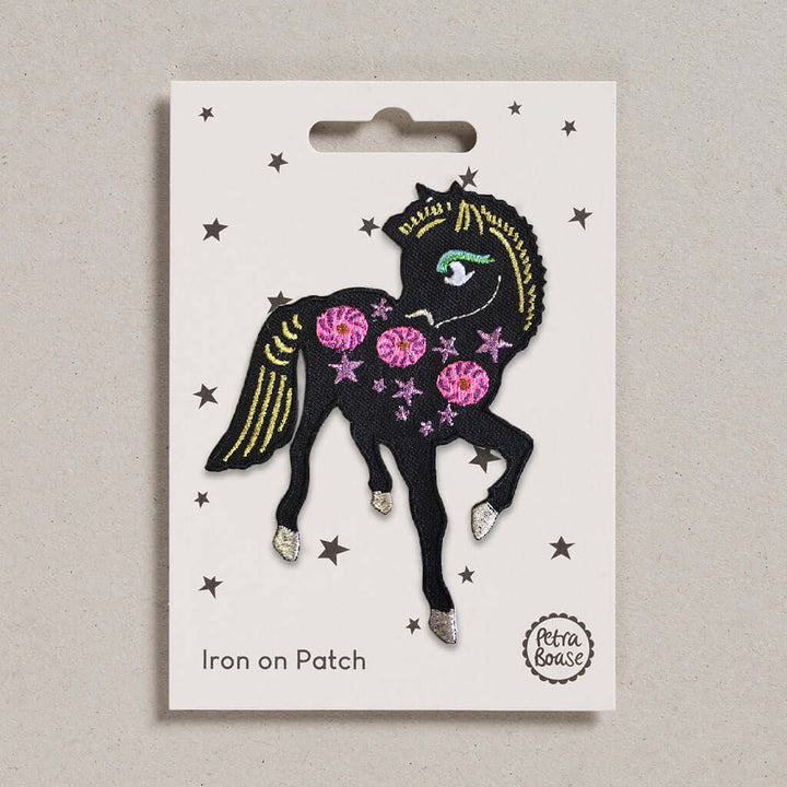 Black Pony Iron-on Patch