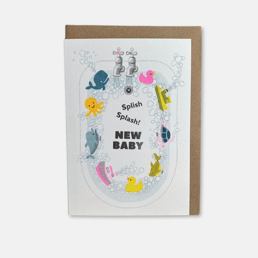 Splish Splash Baby Riso Greetings Card