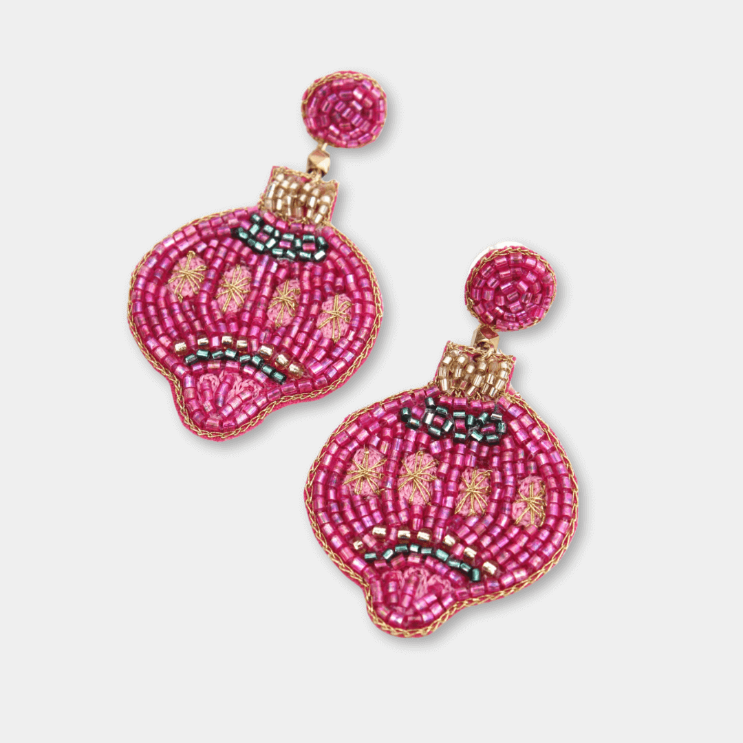 Christmas Bauble Beaded Earrings