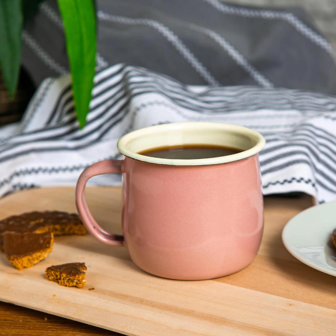 Pink Enamel Belly Mug