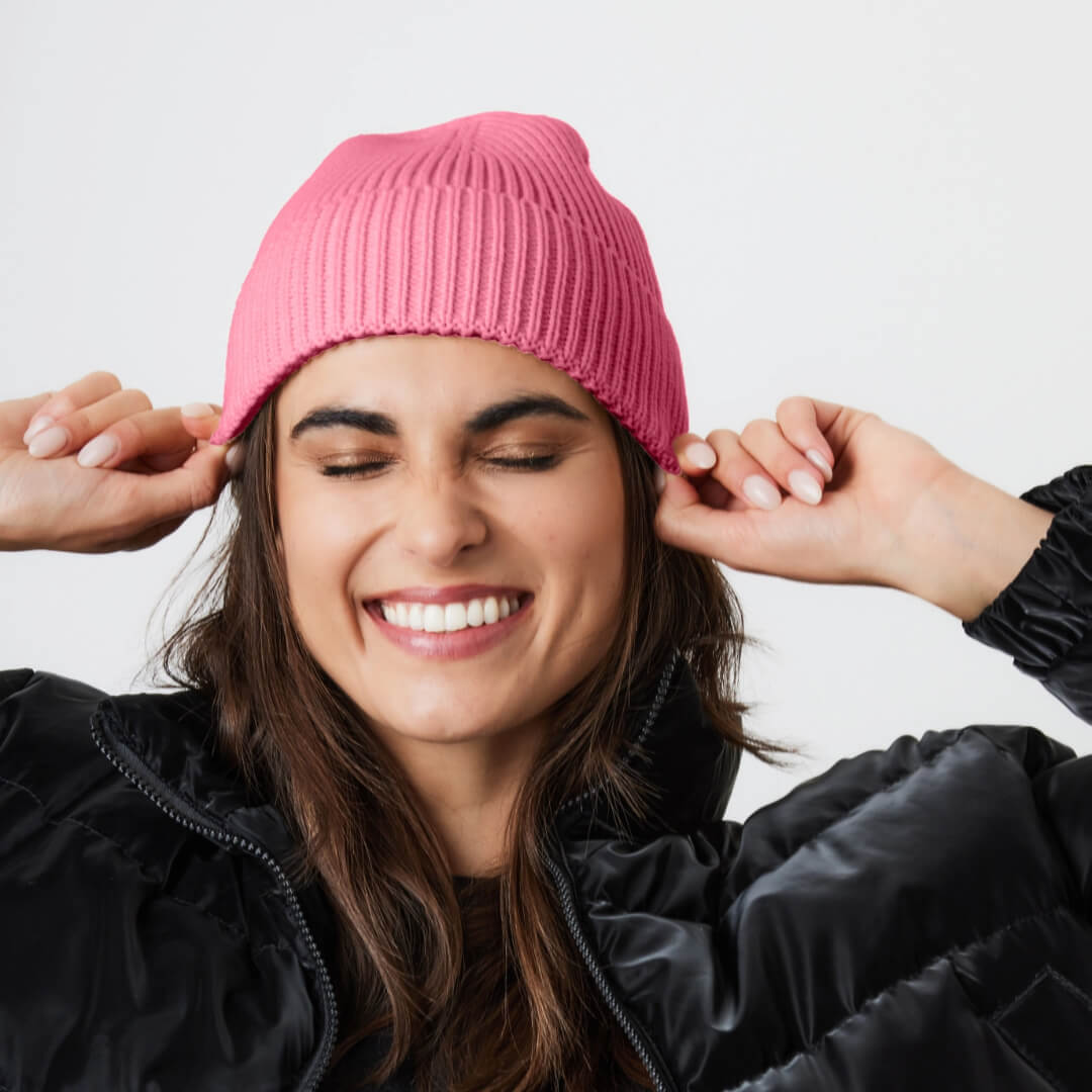 Pink Recycled Beanie Hat BAM Store + Space