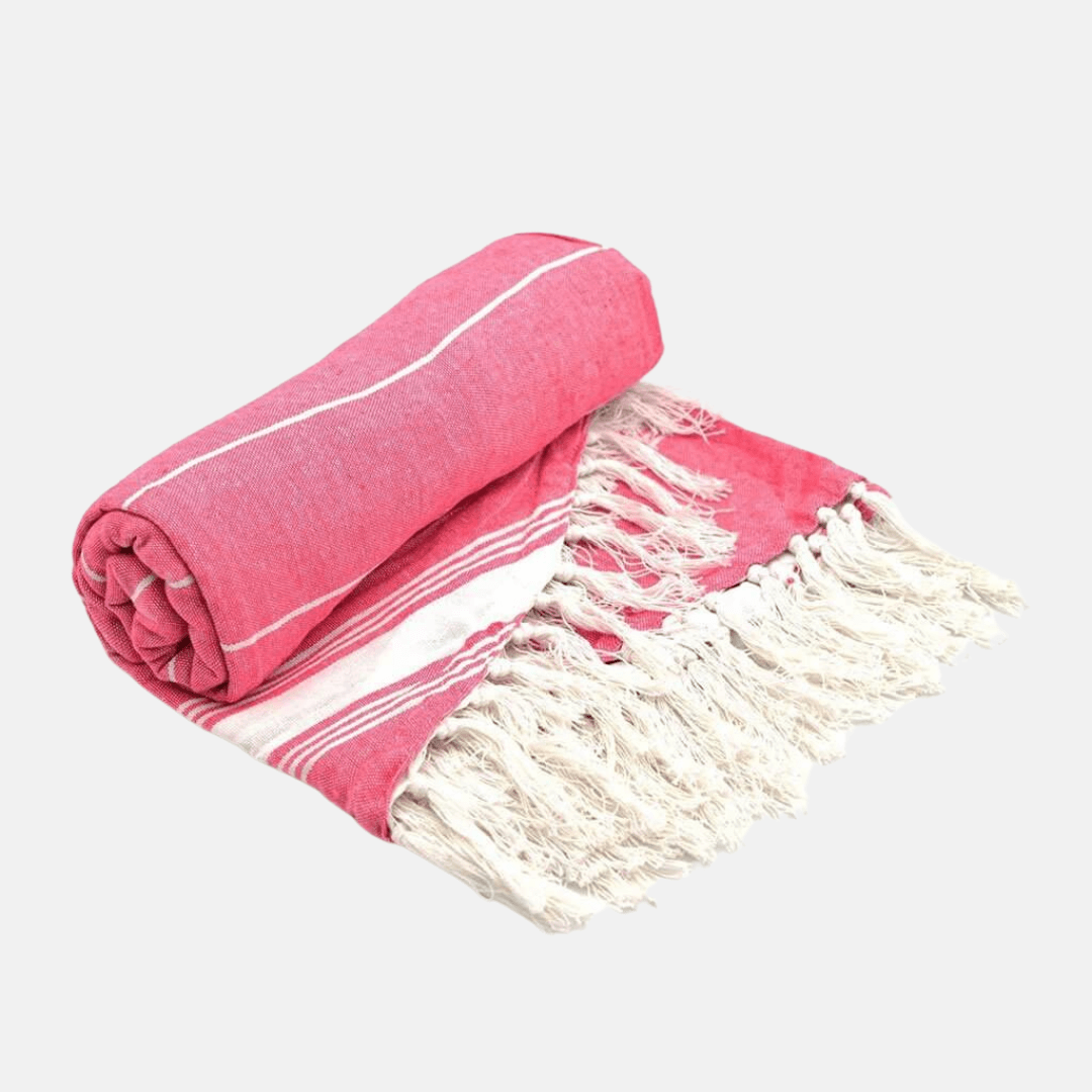 Pink Round Turkish Beach Towel