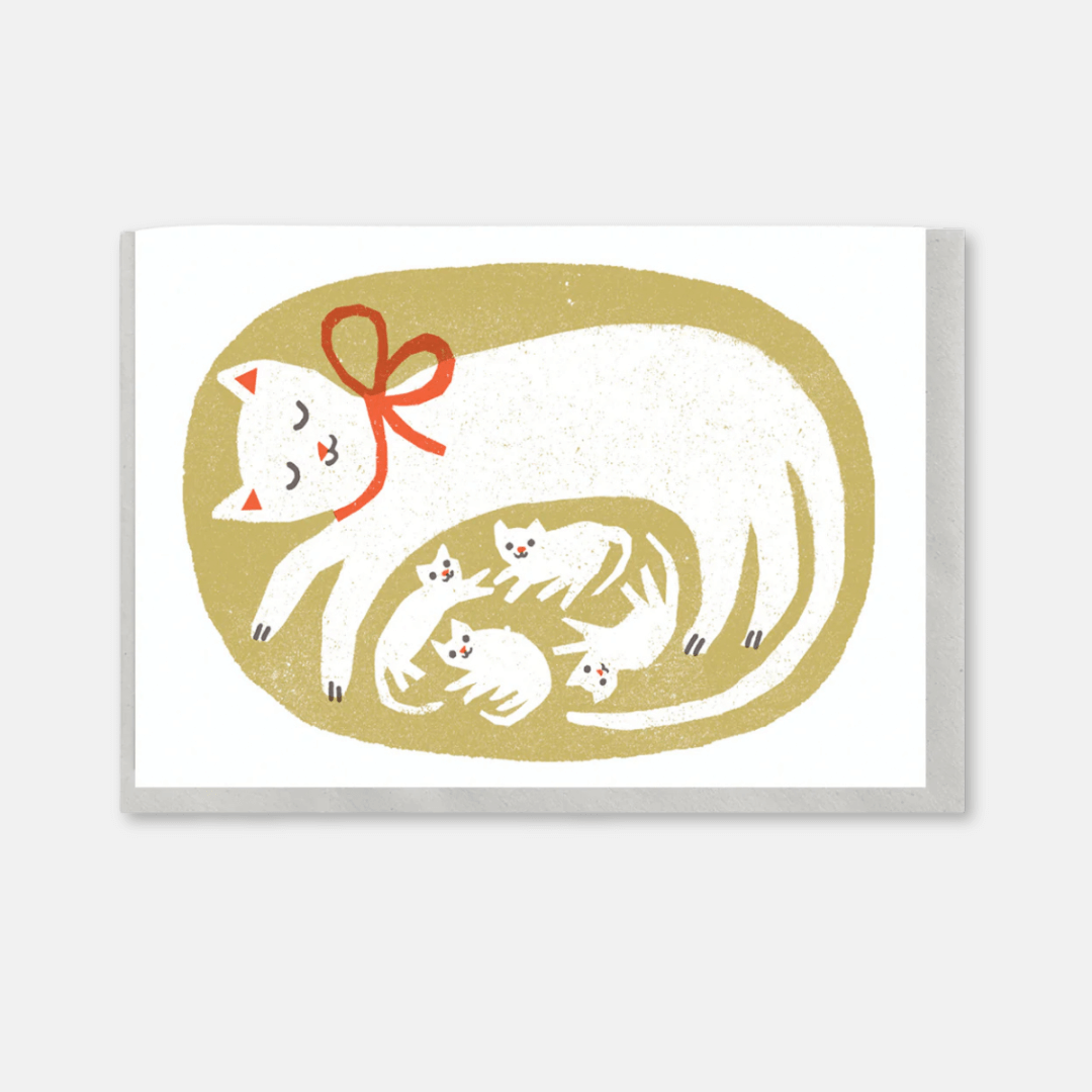Cat & Kittens Greetings Card