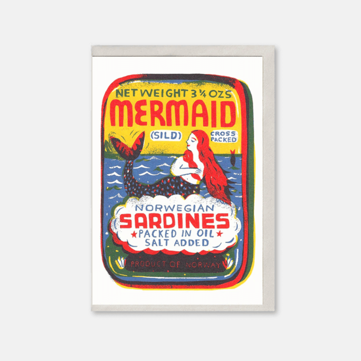 Mermaid Sardines Greetings Card