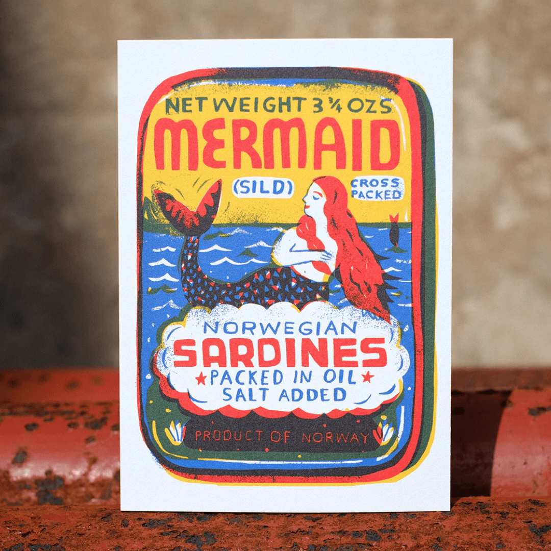 Mermaid Sardines Greetings Card