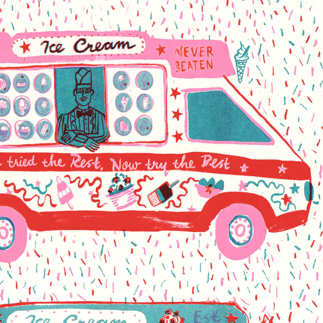 Ice Cream Van A3 Riso Art Print