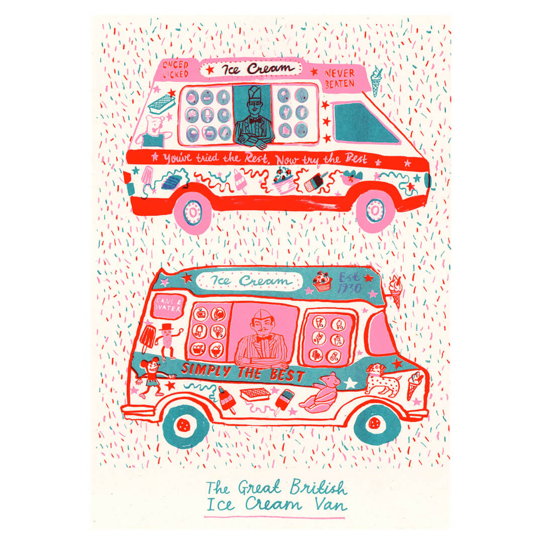 Ice Cream Van A3 Riso Art Print