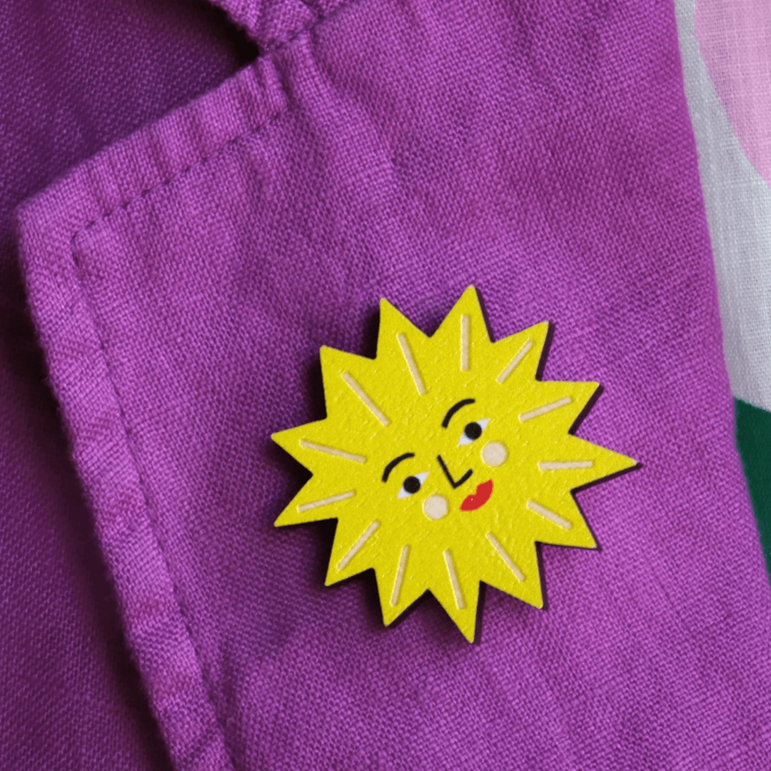 Sunshine Wooden Pin Badge
