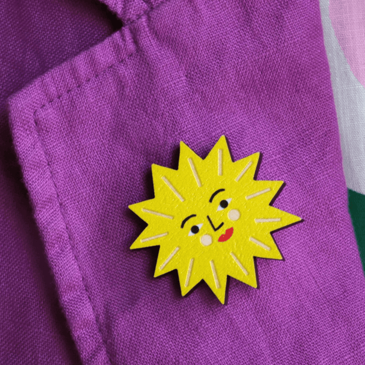 Sunshine Wooden Pin Badge