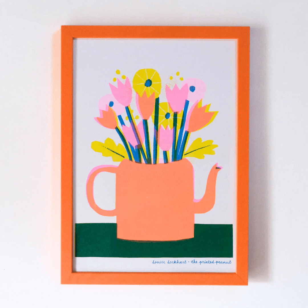 Teapot Flowers A4 Riso Art Print