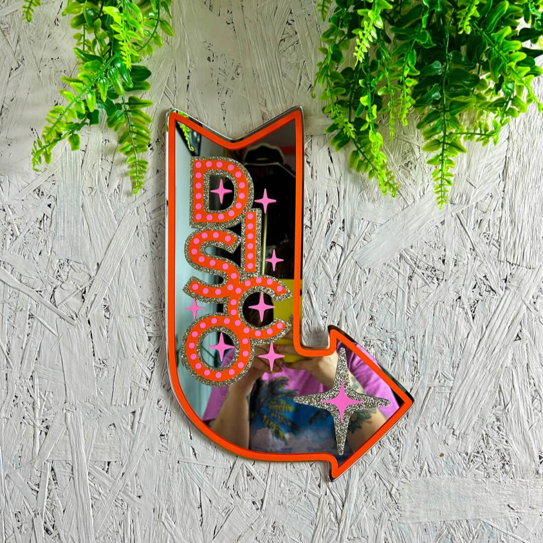 Disco Glitzy Motel Sign Mirror