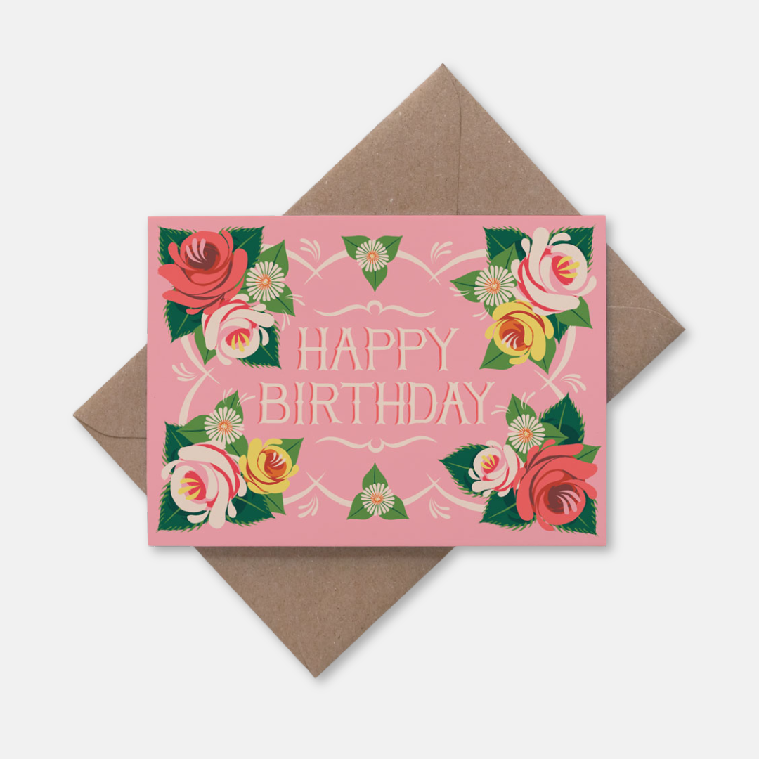 Birthday Roses Greetings Card