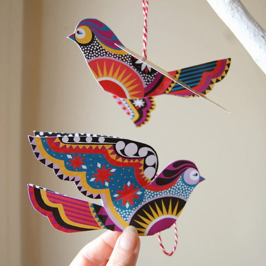 Folk Birds DIY Paper Decorations