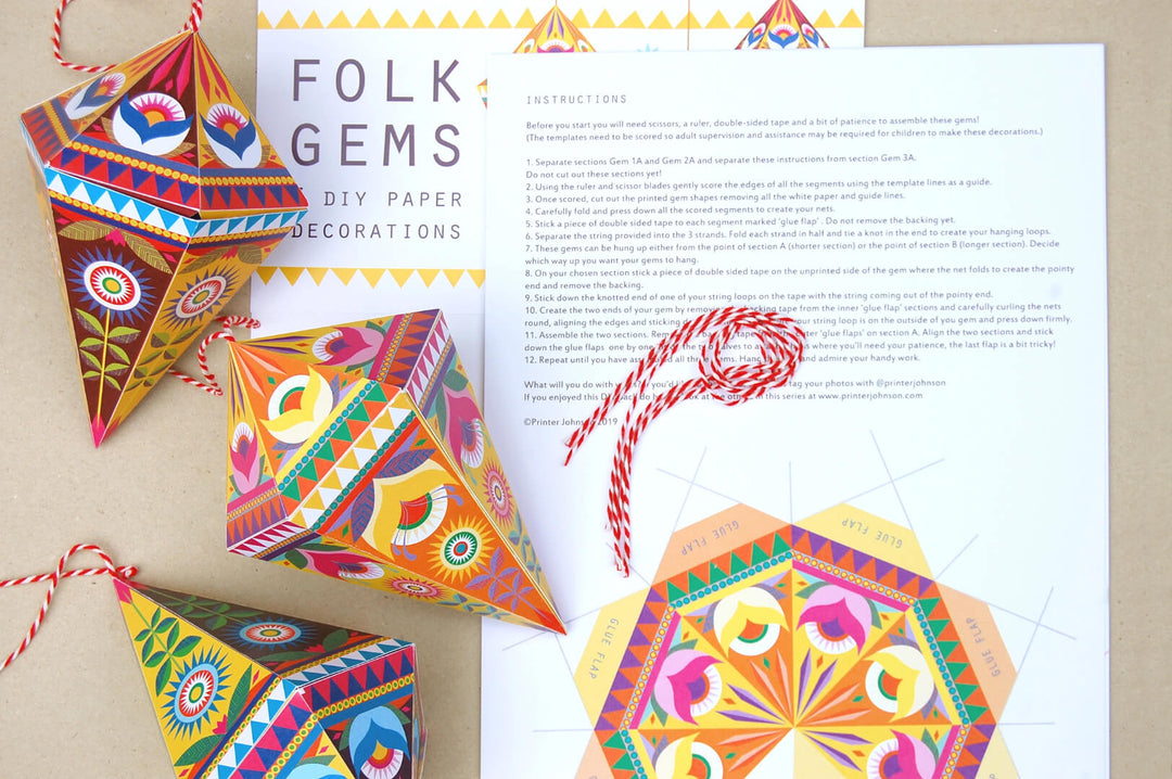 Folk Gems DIY Paper Decorations