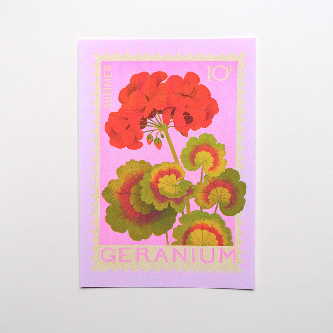 Geranium A5 Risograph Print