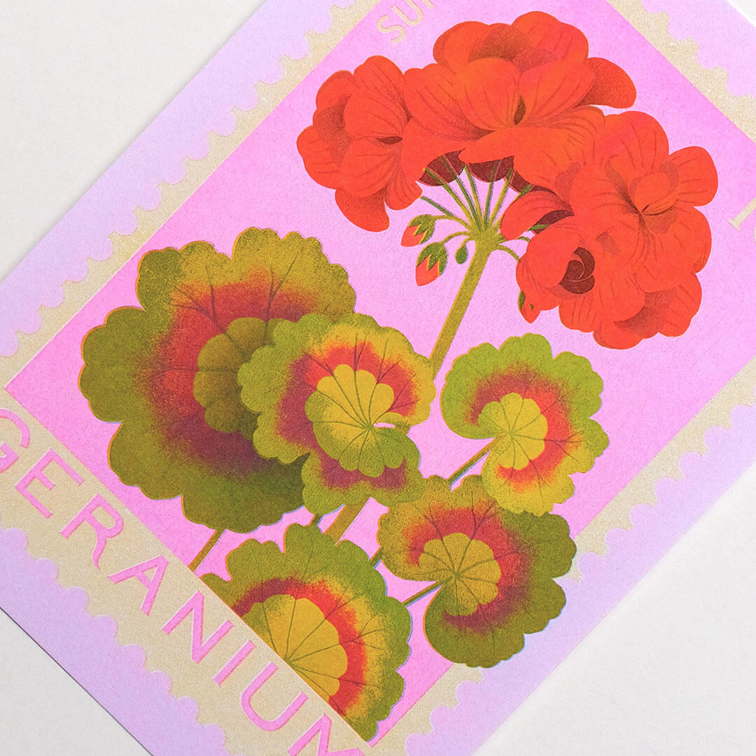 Geranium A5 Risograph Print