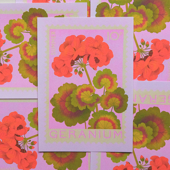 Geranium A5 Risograph Print