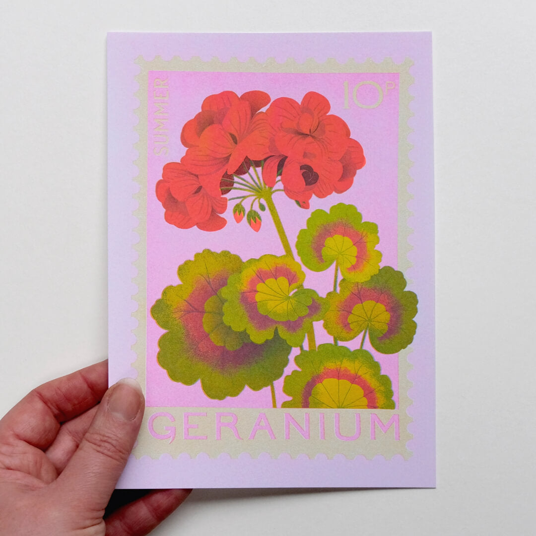 Geranium A5 Risograph Print