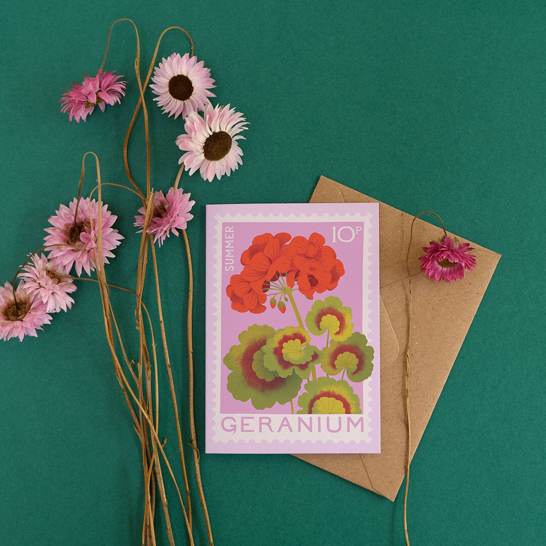 Geranium Mini Greetings Card