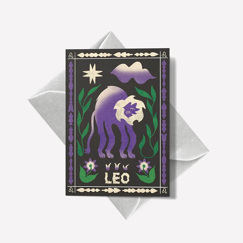 Leo Mini Zodiac Greetings Card