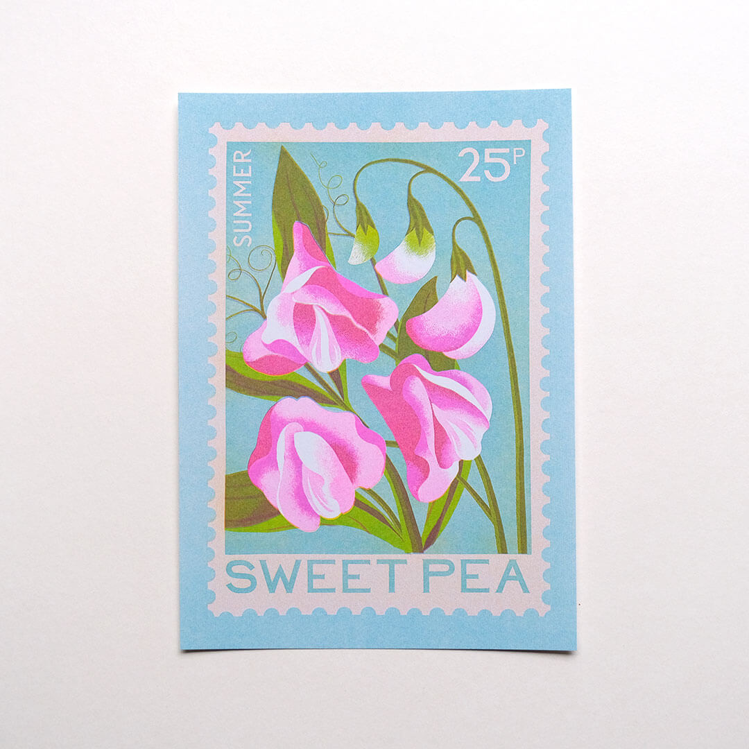 Sweet Pea A5 Risograph Print