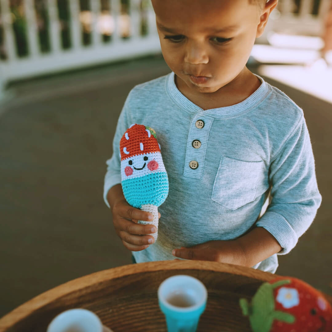 Red Ice Lolly Crochet Rattle