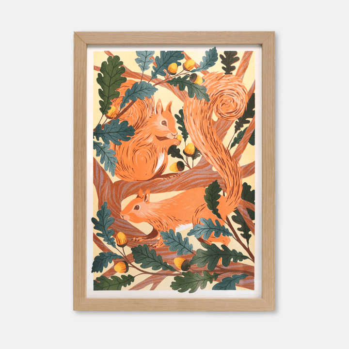 Red Squirrels A3 Risograph Print