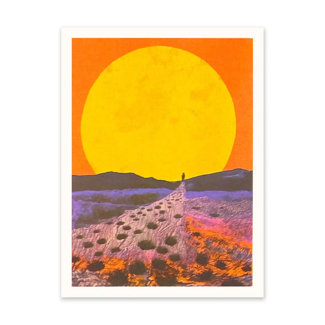 Red Sunset Landscape A5 Riso Art Print