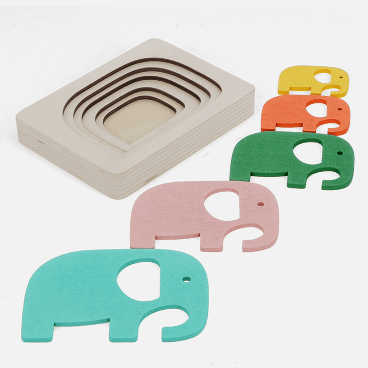 Wooden Elephant Layered Puzzle