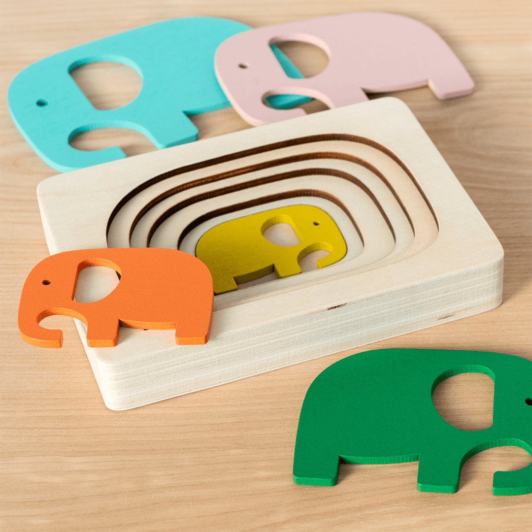 Wooden Elephant Layered Puzzle