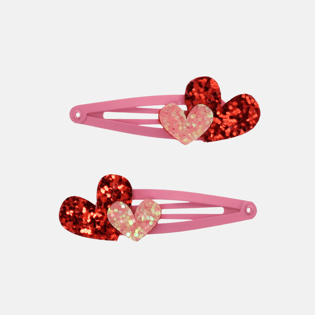 Heart Glitter Hair Clips