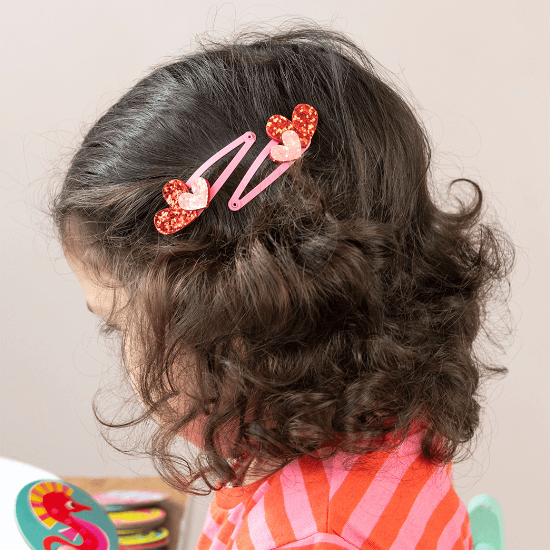 Heart Glitter Hair Clips