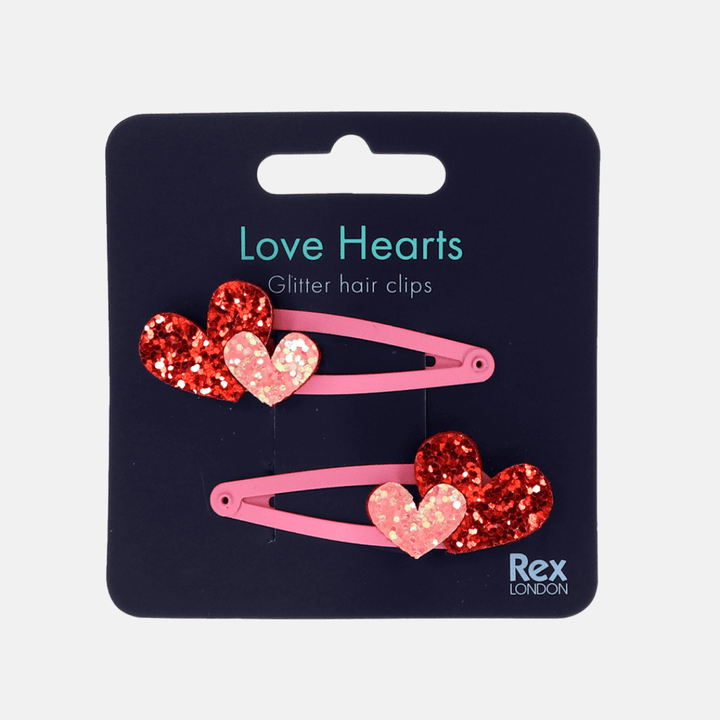 Heart Glitter Hair Clips