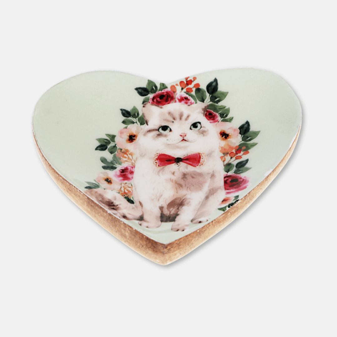 Kitsch Cat Wooden Trinket Dish