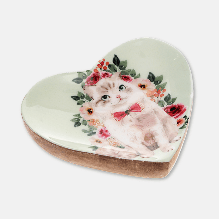 Kitsch Cat Wooden Trinket Dish