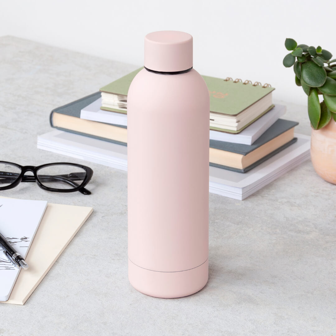 Pink Rubber Coated Steel Bottle