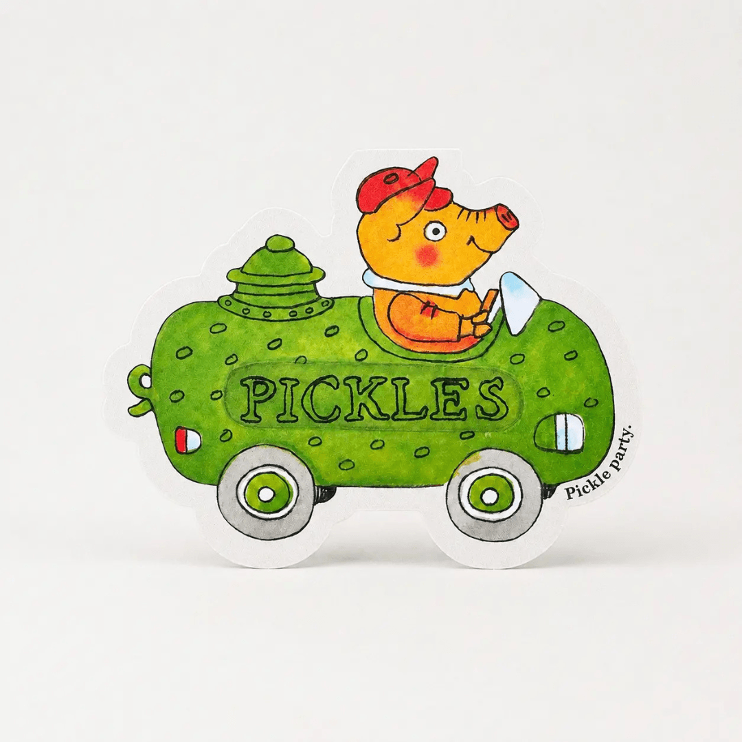 Pickle Pig Car Greetings Card