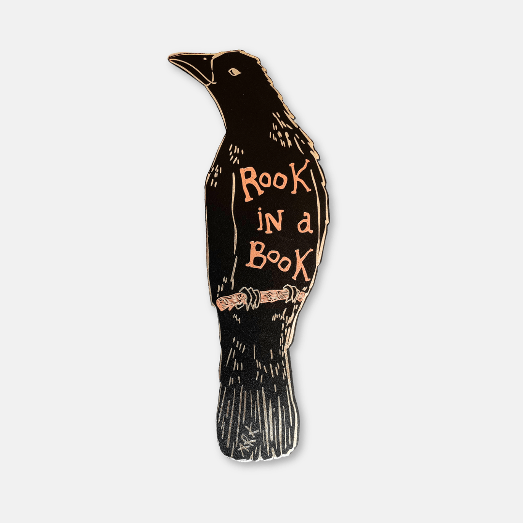 Rook in a Book Leather Bookmark
