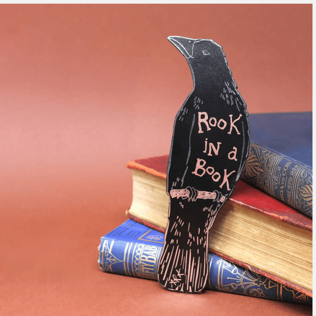 Rook in a Book Leather Bookmark