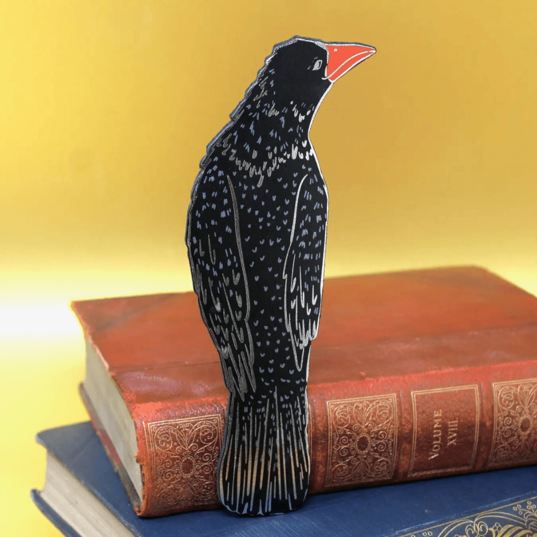 Rook in a Book Leather Bookmark