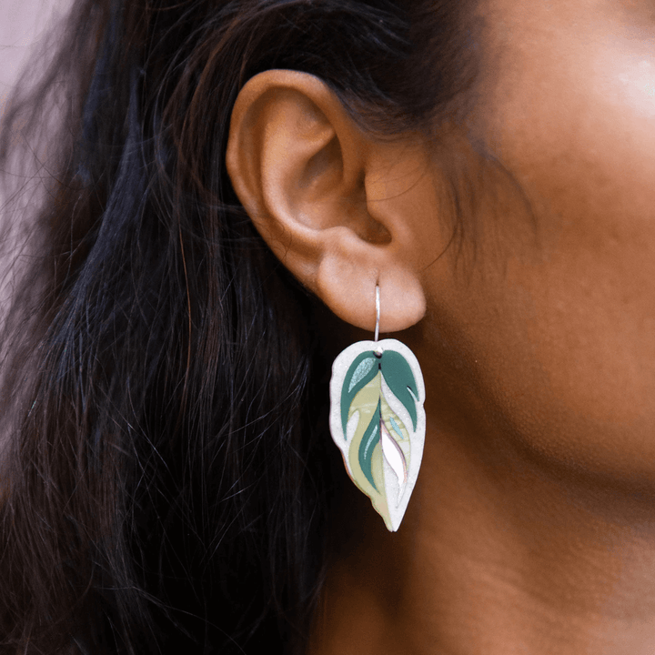 Calathea Leaf Hook Earrings